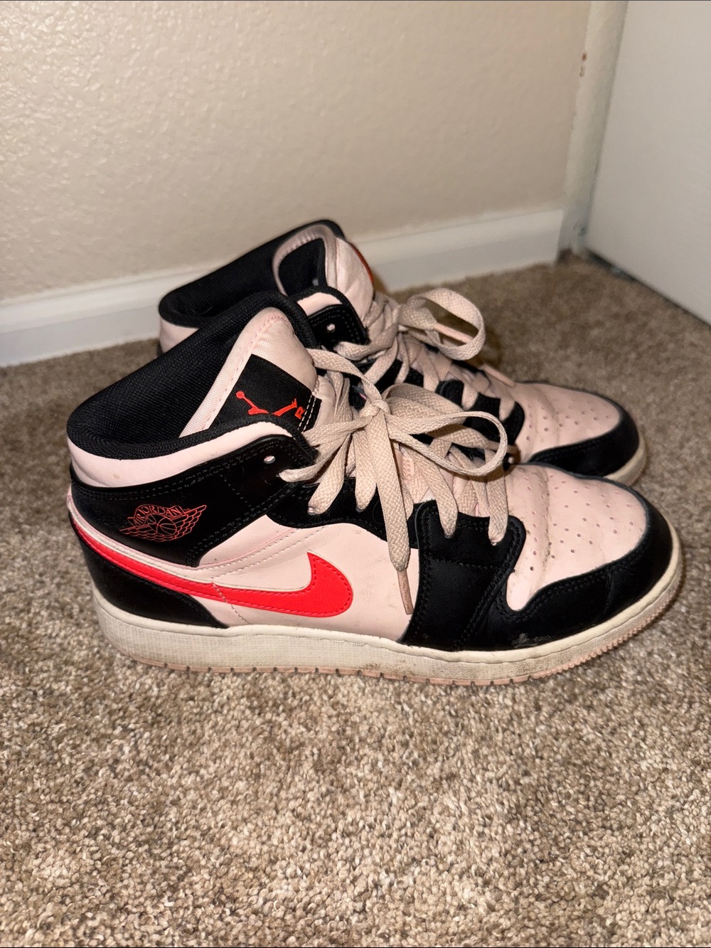 Nike Air Jordan 1 Mid Women’s Sneakers - Pink, Black & Red
